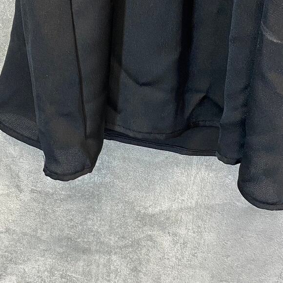 LUNA CHIX Women's Solid Black Flutter Sleeve Double V-Neck Smocked Waist Mini - Picture 8 of 9